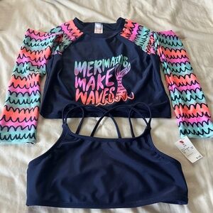 Cat and Jack Girls Rash guard and swim top